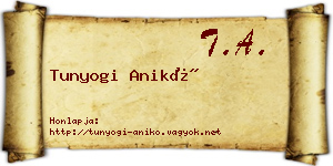 Tunyogi Anikó névjegykártya