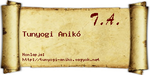Tunyogi Anikó névjegykártya